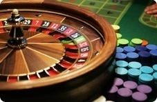 Roulette wheel and casino chips from Springbok artwork